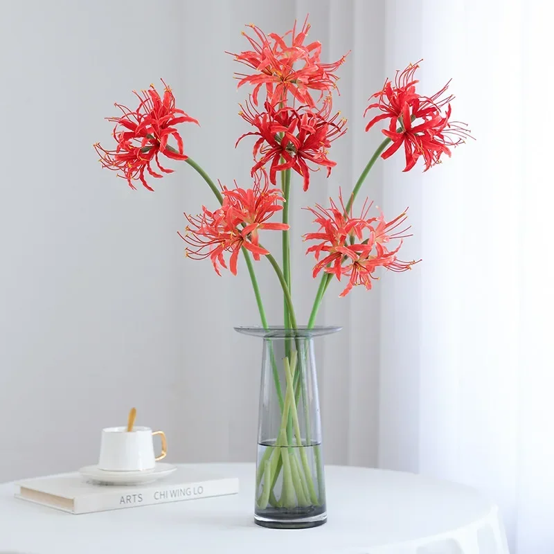 67cm Champagne Red Spider Lily Branch Silk Simulation Flowers Shopping Mall Decoration Artificial Red Spider Lilies Fake Flower