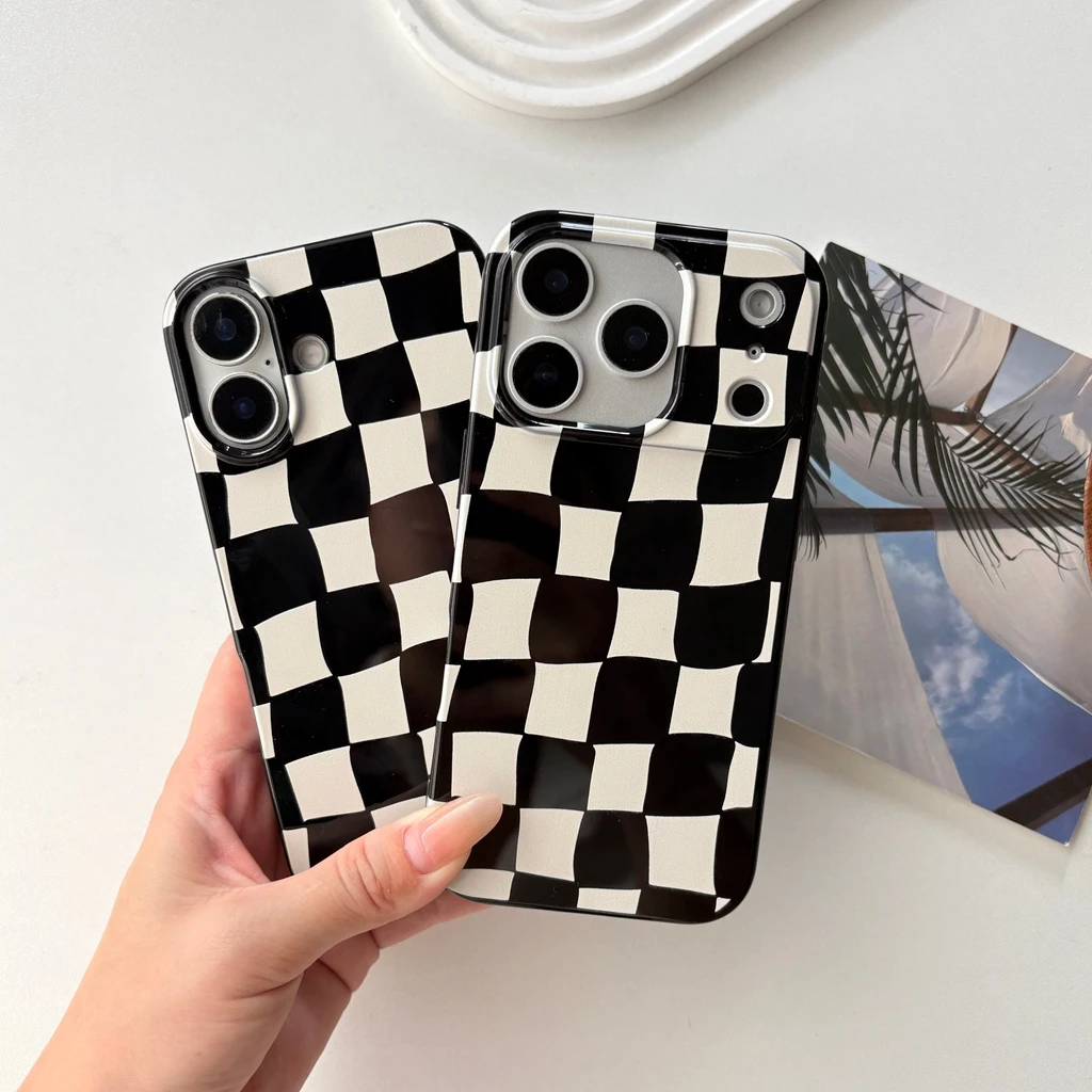 Advanced Classic Black White Checkerboard Plaid Pattern Phone Cover Case for iPhone 17 16 15 14 13 12 11 Pro Max Plus Air