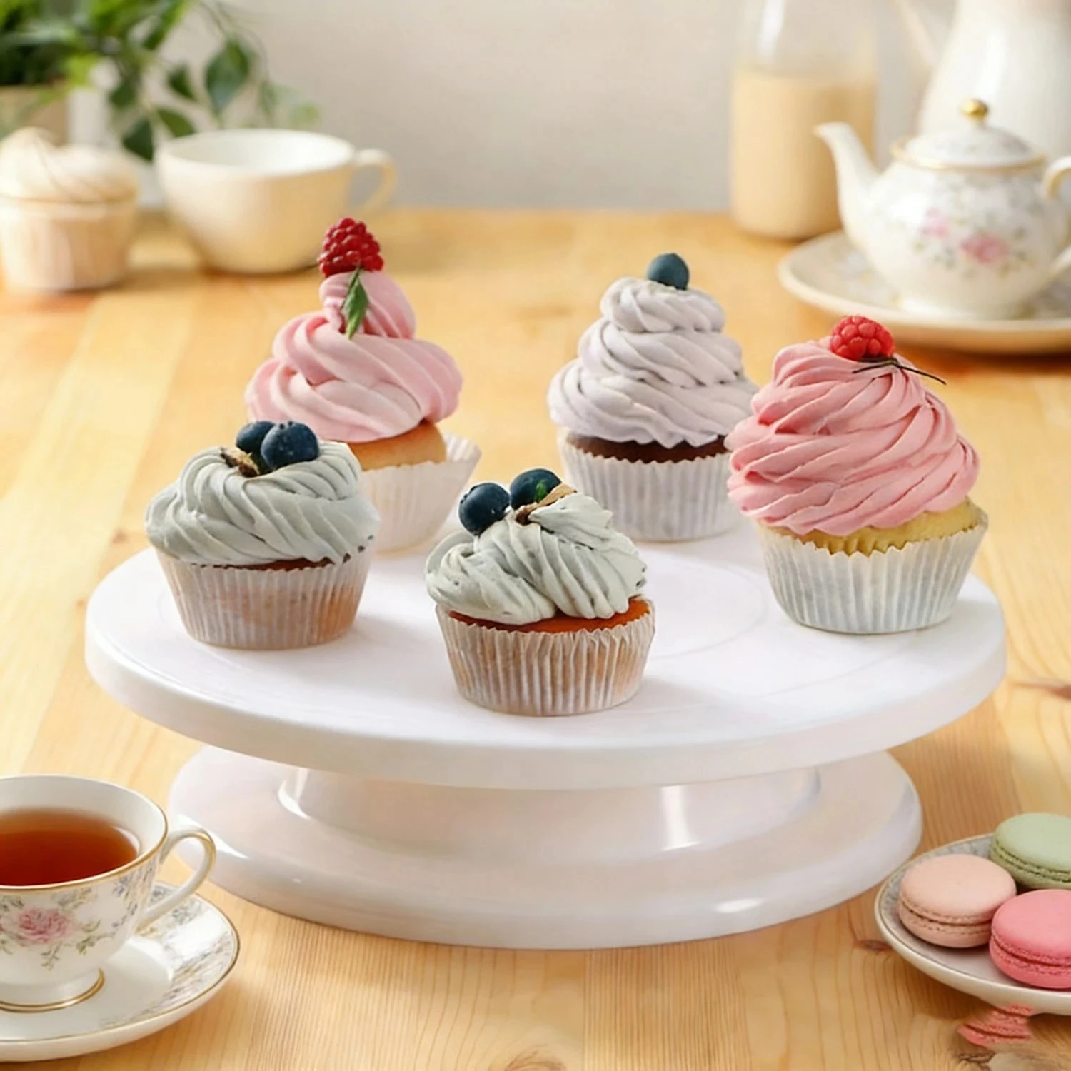 360-Grad-Drehbare Kuchenplatte - Langlebiges Backwerkzeug mit Stabiler Rotation | Unverzichtbares Backwerkzeug für Kuchen, Cupcakes und Gebäck, Ideal für Hausbacken und Partydekorationen, Kuchendekorationszubehör und Dekorative Kuchenständer – Detail 5