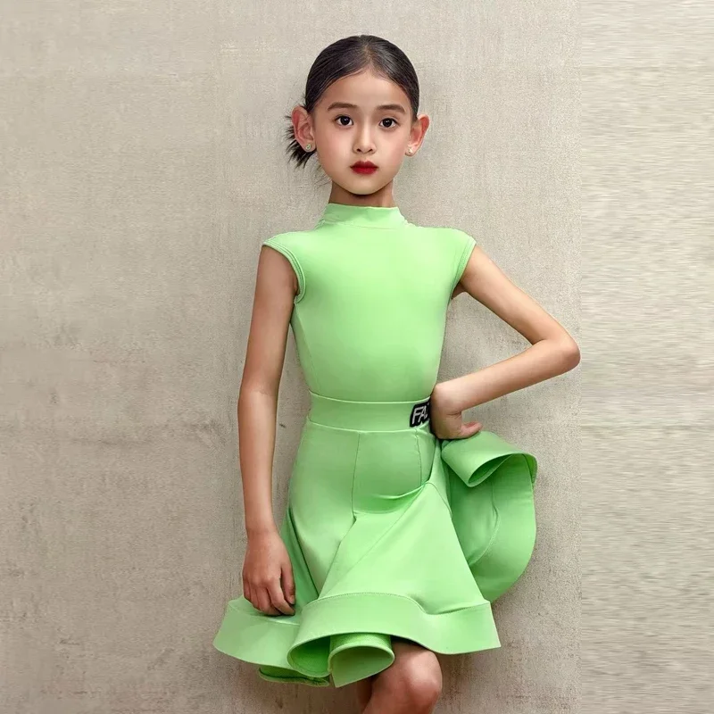 ชุดเต้นลาตินสำหรับเด็กผู้หญิง ชุดแสดงเต้นรำ ชุดเต้นบอลรูมมาตรฐานระดับชาติสำหรับเด็ก