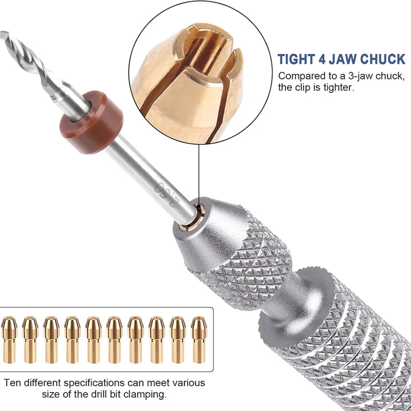 

Набор ручных сверл-10 шт. Металлические мини-штыревые тиски Ручные сверла и 10 шт. Цанговый патрон микротипа для изготовления ювелирных изделий Резьба