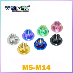 RTAMO Titanium Alloy Nuts M5X0.8P M6X1.0P M8X1.25P M12X1.25/1.5/1.75P M14X1.5P Torx Nut Ti Fastener Bicycle Motorcycle Nut (1PC)