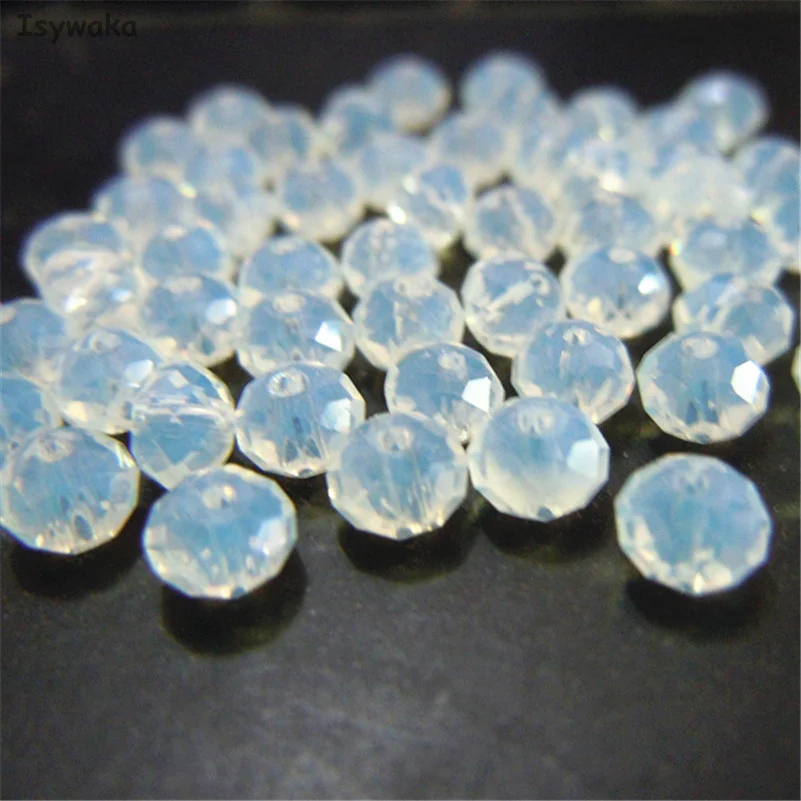 Isywaka Milky White Color 3*4mm 125pcs Rondelle  Austria faceted Crystal Glass Beads Loose Spacer Round Beads for Jewelry Making