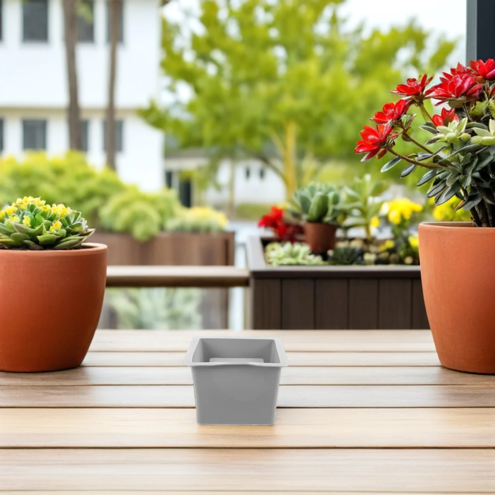 

Concrete Flower Pot Mold Silicone Large Rectangle Planter Diy Succulent Bonsai Decor Grey Mold For Cement Crafts Resin Vase