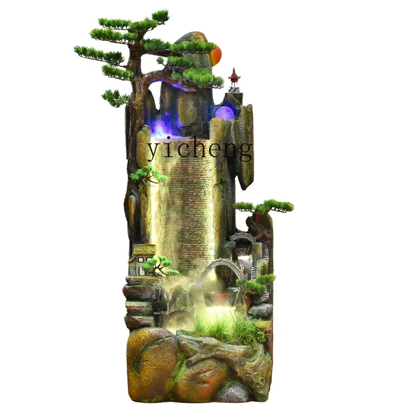 YY Rockery Flowing Water Ornaments Floor Fountain Waterfall Bridge Landscape Living Room Fish Pond