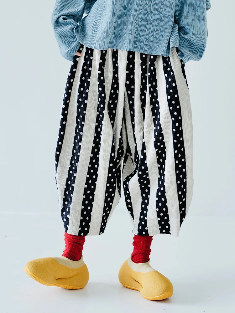 Ima kokonis originales Design Polka-Dot-Streifen elastische Taille weites Bein Hose für Frauen lässig lose und einfache Rettich Hose 223832