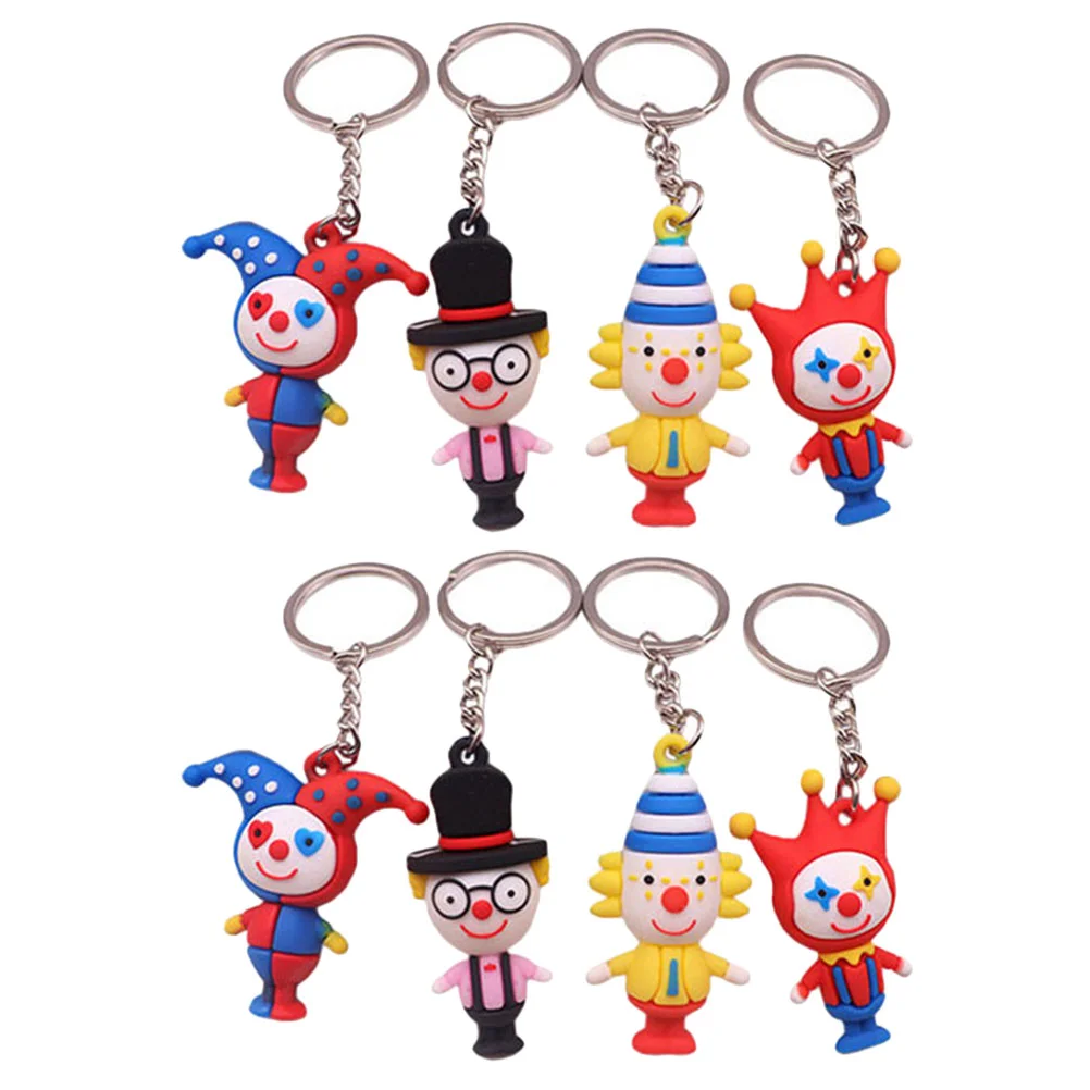 8 Pcs Clown Pendant Wallet Keychain Lovely Ring Interesting Chains Luxury Decorations Alloy Accessories Pendants Child Colorful