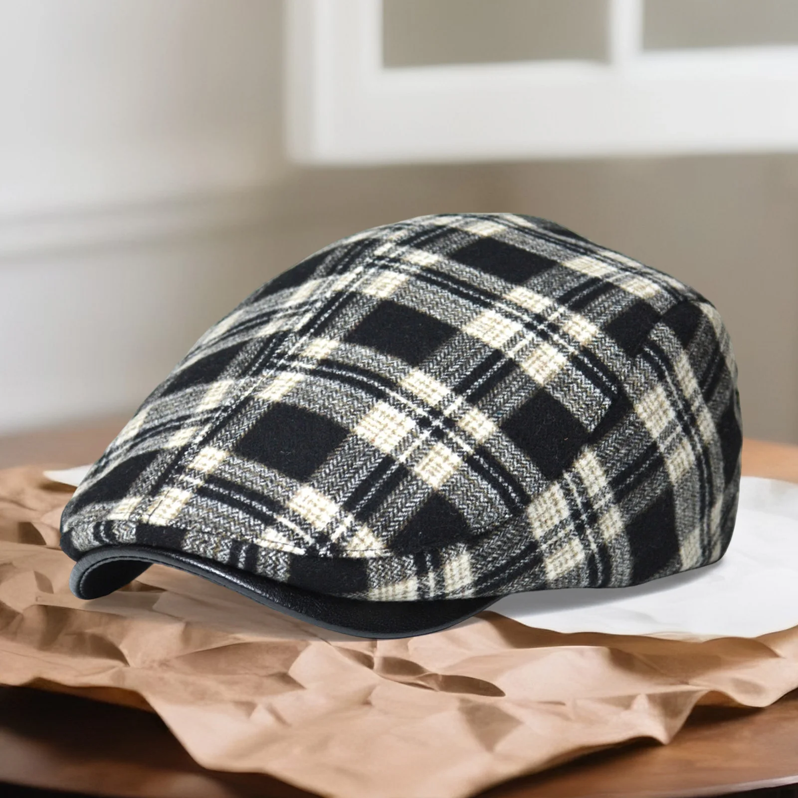 الرجعية النساء الرجال موزع الصحف قبعة مسطحة منقوشة بطة اللسان قبعة الفنان الرسام القبعات للسفر والتسوق والحفلات #2