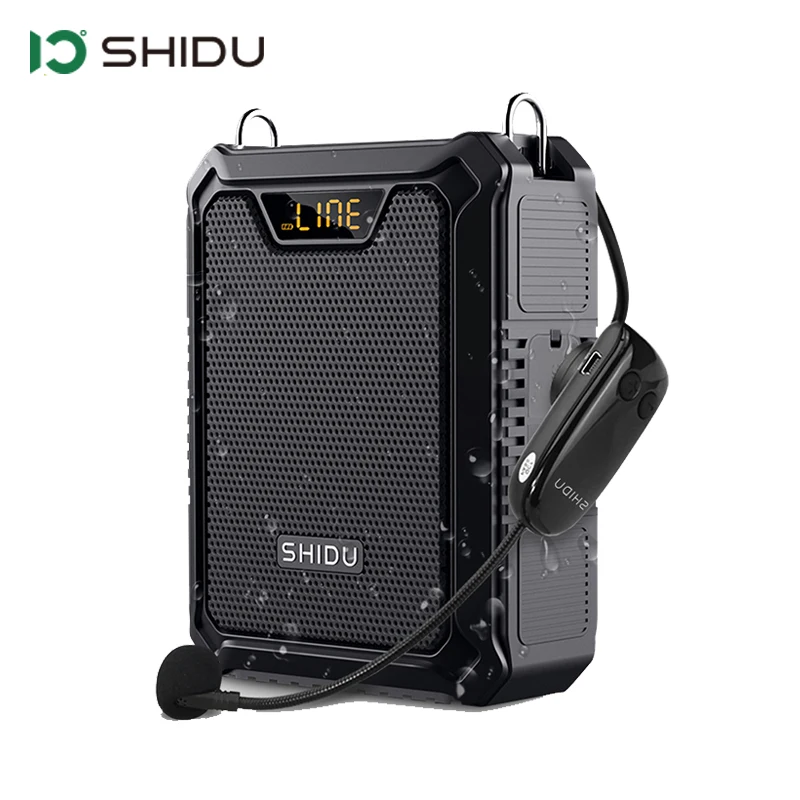 SHIDU 30W amplificatore vocale portatile con microfono Wireless per insegnanti IPX6 altoparlante bluetooth 5.0 impermeabile 5000mAh Power Bank