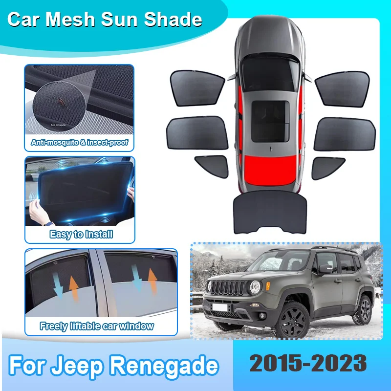 

Car Window Sunshade For Jeep Renegade 2015-2023 Curtain Mesh Anti-UV Heat Insulation Windshield Frame Curtain Car Accessories