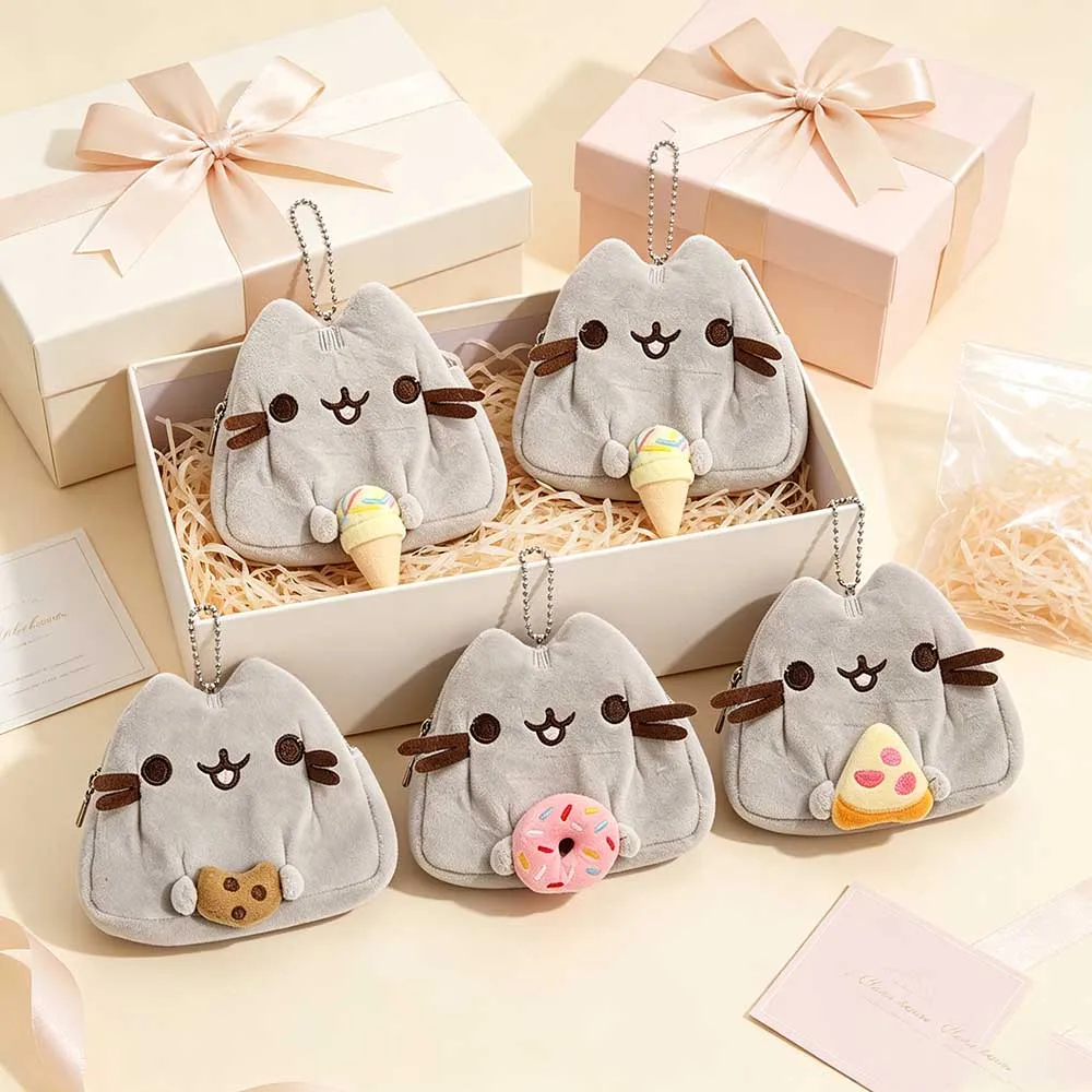 Pusheen Kawaii Plush Pendant Keychain Bag Coin Purse Cat Keychain Plushie Toy Animal Dolls Cute Hanging Ornament Kids Gift