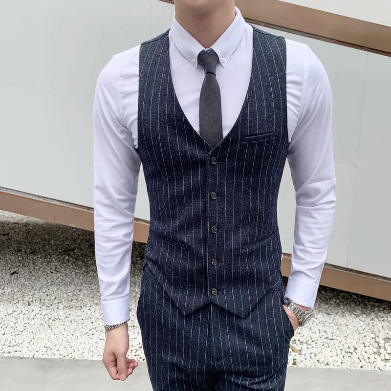 2023 Brand Clothing New Men's Suit Vest Dress Male Sleeveless Business Single Buckle Waistcoat Spring Autumn Plus Size S-4XL