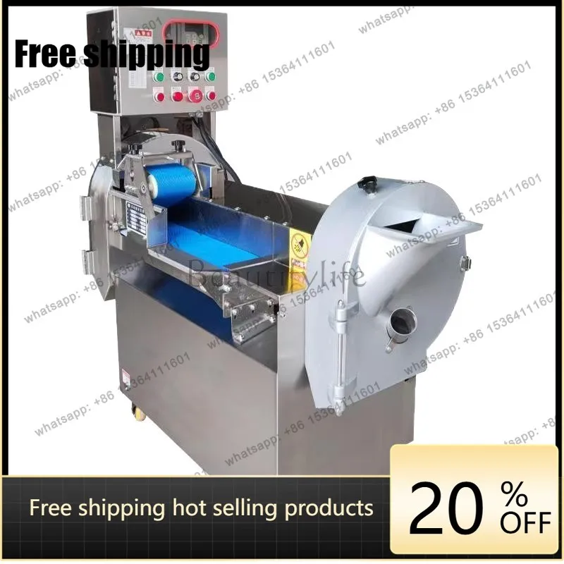 Multifunctional double-head vegetable cutter, fully automatic fruit and vegetable canteen commercial vegetable cutter