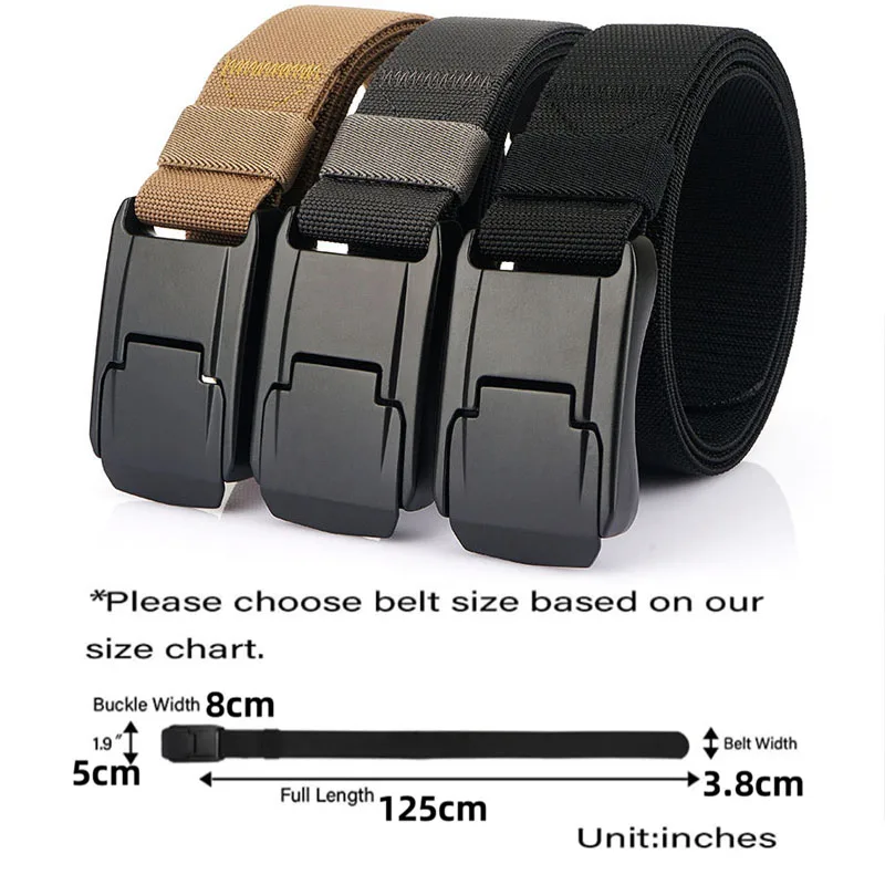 New Tactical Belt For Men Women Quick Release Nylon Canvas Casual Belt with Automatic Metal Buckle Outdoor Hunting Waist Belts