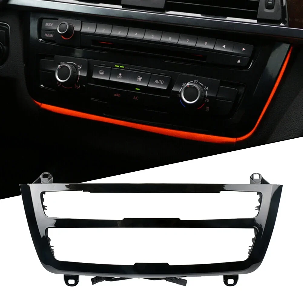 For BMW 3&4Series F30 Gloss Black ABS LCI Radio Trim LED Dashboard Center Console AC Panel Light Accessories For Vehicles