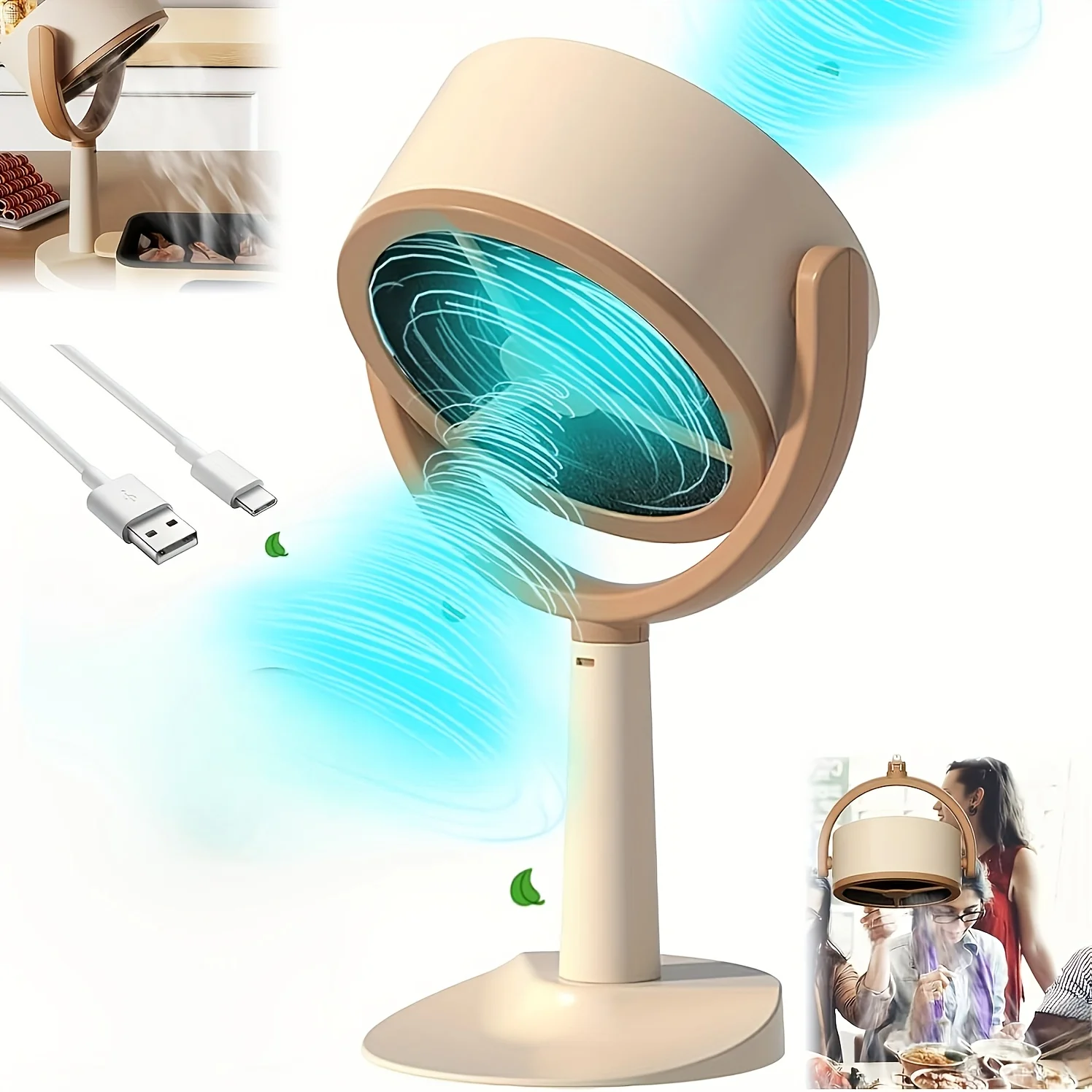 

Portable Exhaust Fan Rechargeable 3000mAh Battery Mini USB Range Hood for BBQ Hotpot Ultra-Quiet ABS Material 2 Filter Screens