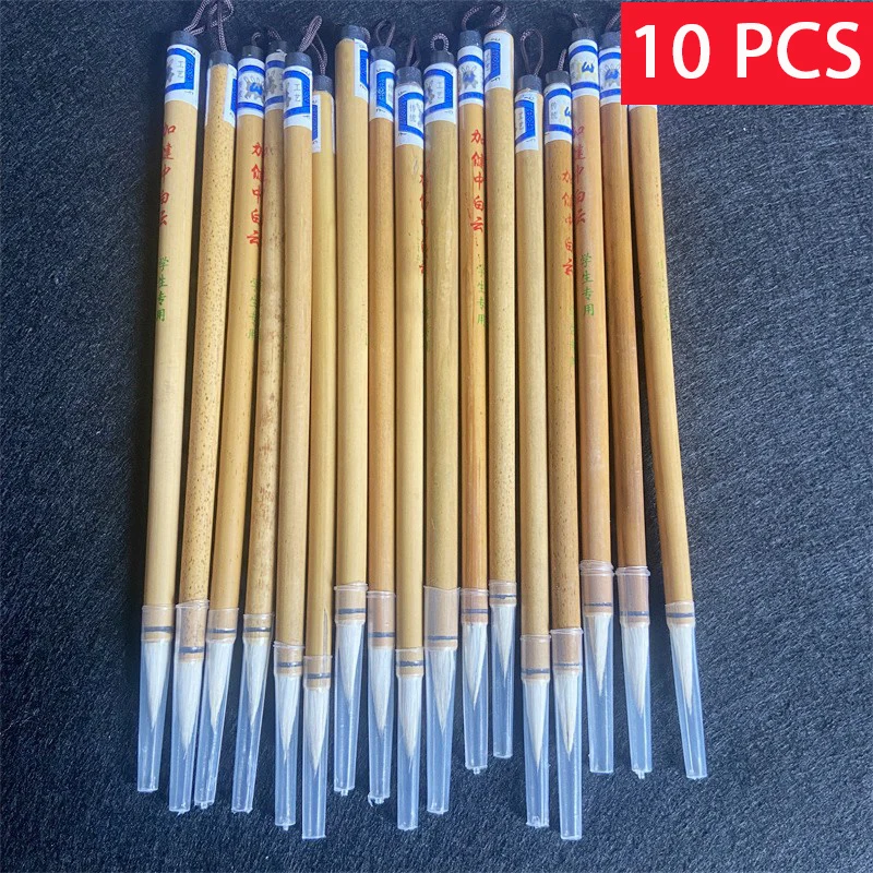 10 Pcs Wool Hair Writing Brush Pen Bamboo Chinese Painting Brushes Wholesale of Zhongkai Regular Script Calligraphy Brush