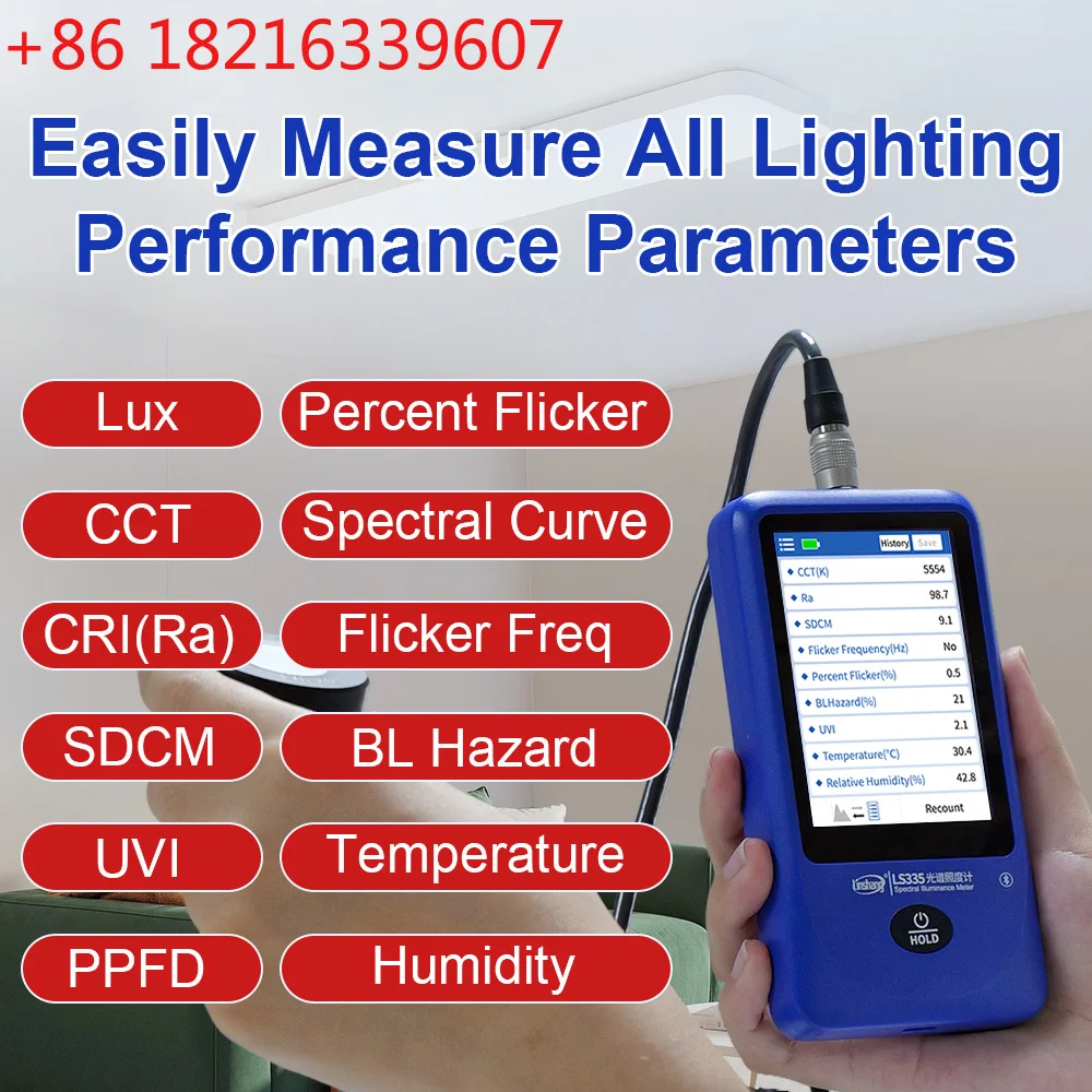 YAO LS335 Spectral Illuminance Meter with measuring range up to 1,000,000 lux for measuring UV index CCT CRI flicker color toler