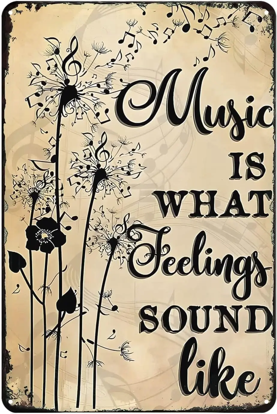 Music is What Feelings Sound Like Vintage Bar Kitchen Garage Cave Home Wall Funny Decor Retro Dandelion Tin Signs Metal Decor Wa