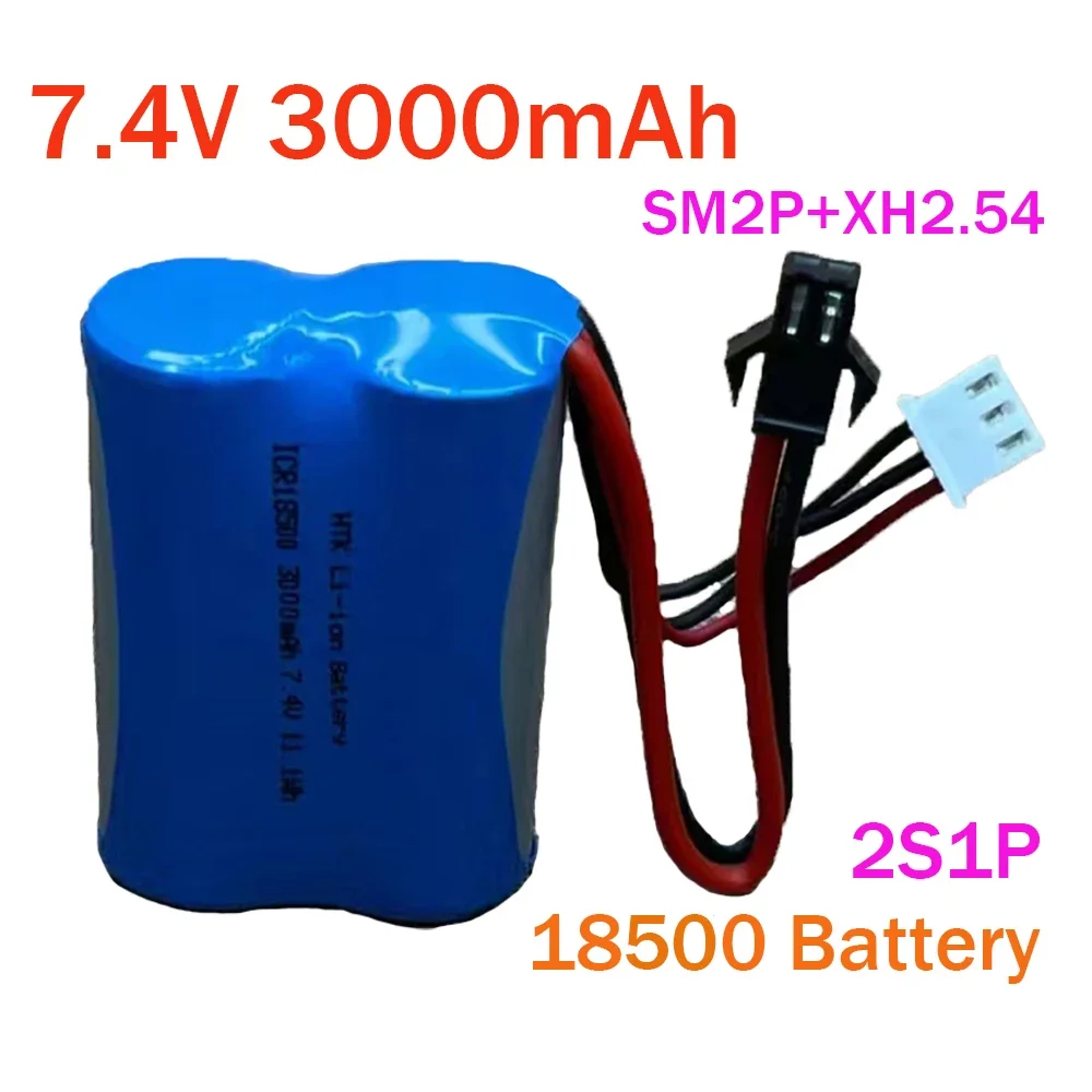 7.4V, 3000mAh bateria de lítio 2S1P.18500 carro de corrida de controle remoto elétrico, barco de brinquedo, soquete T, SM-2P,3P, 4P, JST,XT30