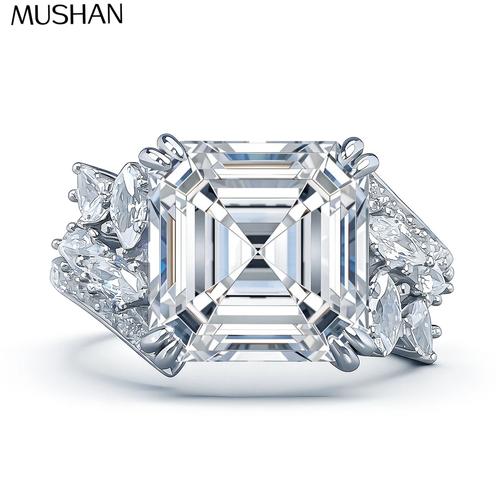 

MuShan Designer Jewelry 925 Sterling Silver Ring Moissanite Diamond Casual Ring for Bride 18K Real Gold Plated MST Patent Rings