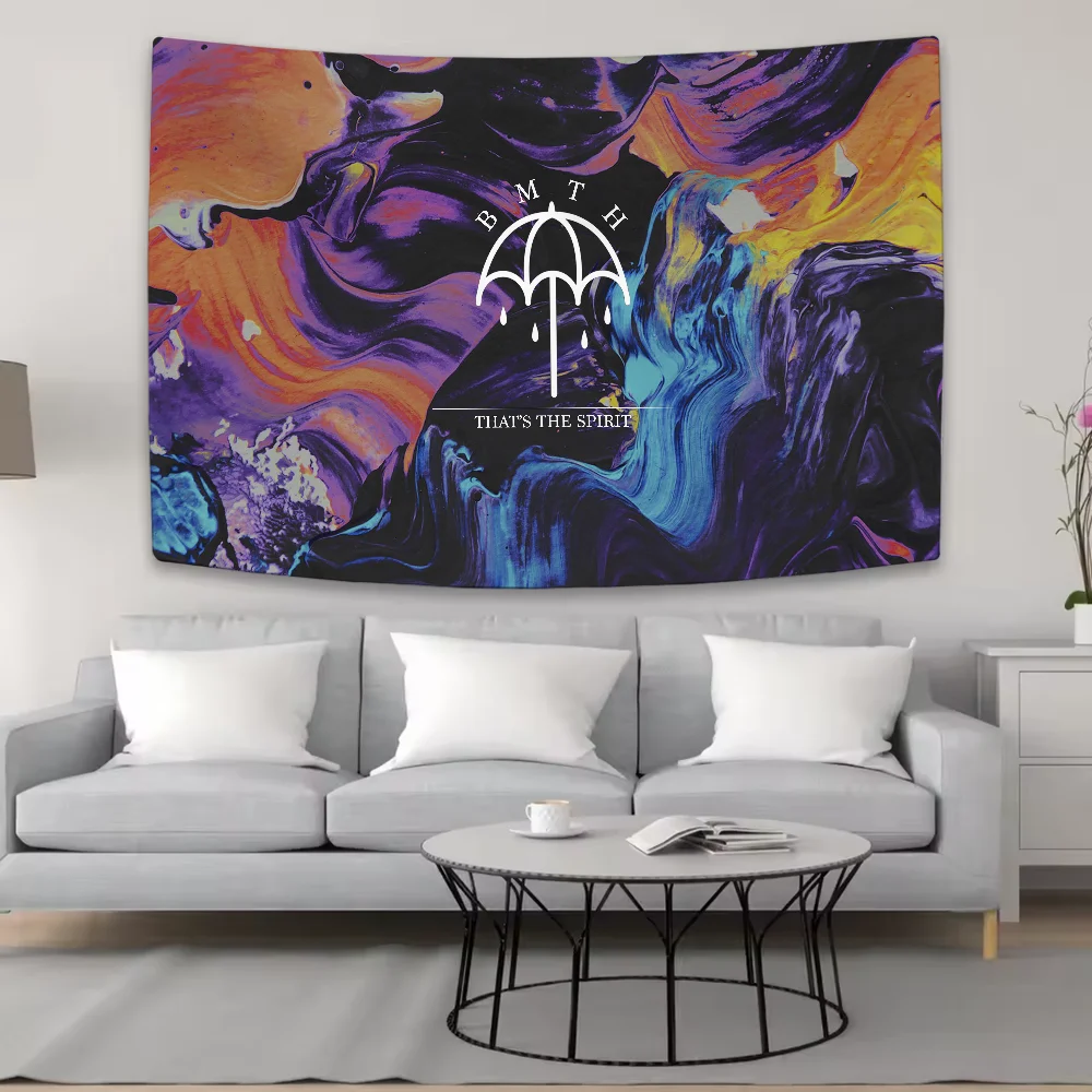 Customize Band B-Bring Me The H-Horizon Cool Tapestry Background Hanging Cloth Bedroom Tapestry Room Decor Aesthetic Tapestry Wa