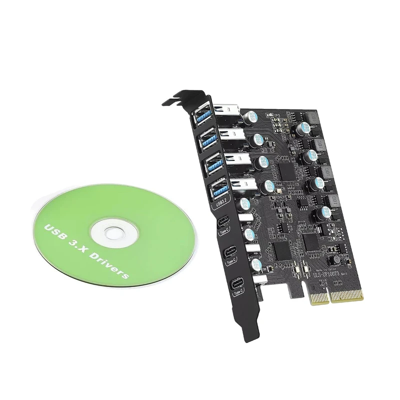 Z PCIe to USB 3.2 Gen 2 Expansion Card 20 Gbps Bandwidth 7 Ports 4*USB-A 3*USB-C