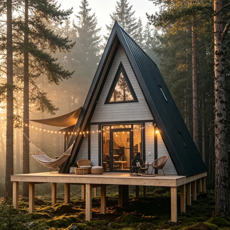 Customized Triangle Structure House Modern Prefab Villa With Sandwich Panel Roof For Resort Or Hotel Project