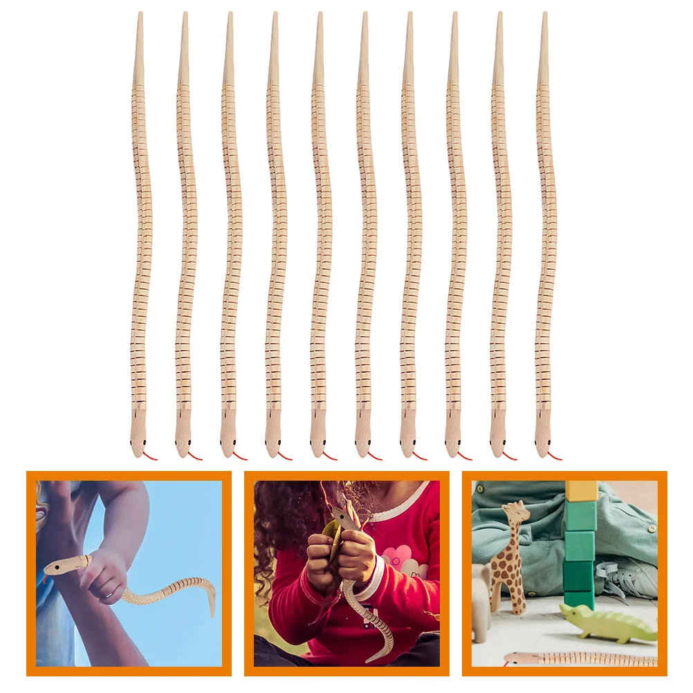 10 Pcs Wooden Toy Snake DIY Unfinished Kids Realistic Wiggle Plaything Compact Portable