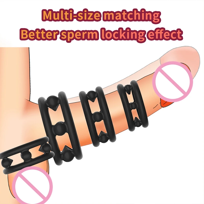 Man Penis Ring Silicone Semen Lock Ring Delay Ejaculation High Elasticity  Time Lasting Cock Ring Adult SM Sex Toys For Men Gay