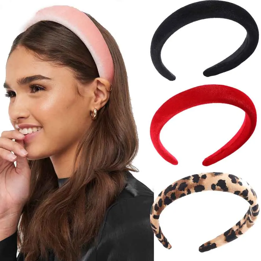 Haimeikang Pearl  Padded Hairband Headband for Women Velvet Retro Hair Band Hoop Sponge Head Bands Winter Hair Accessories