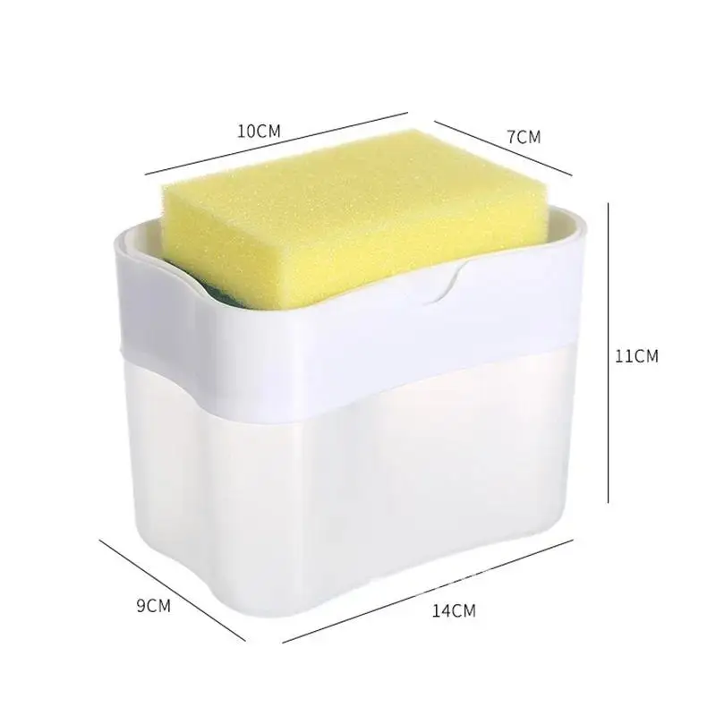 Manual Press Soap Dispenser Container With Sponge Soap Organizer Kitchen Tool Manual Cleaning Liquid Dispenser Pump Kitchen