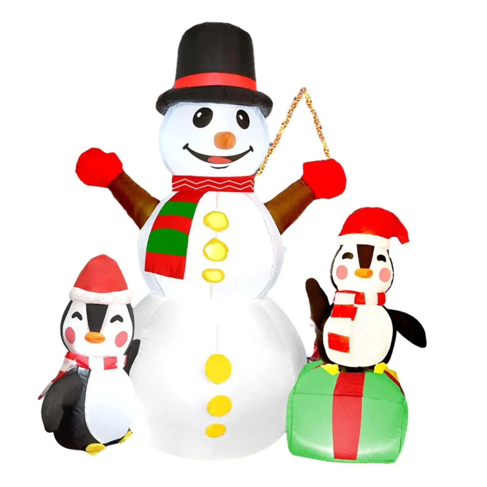 Christmas Inflatable Snowman with Penguins Model 5.9ft Tall Luminous Outdoor