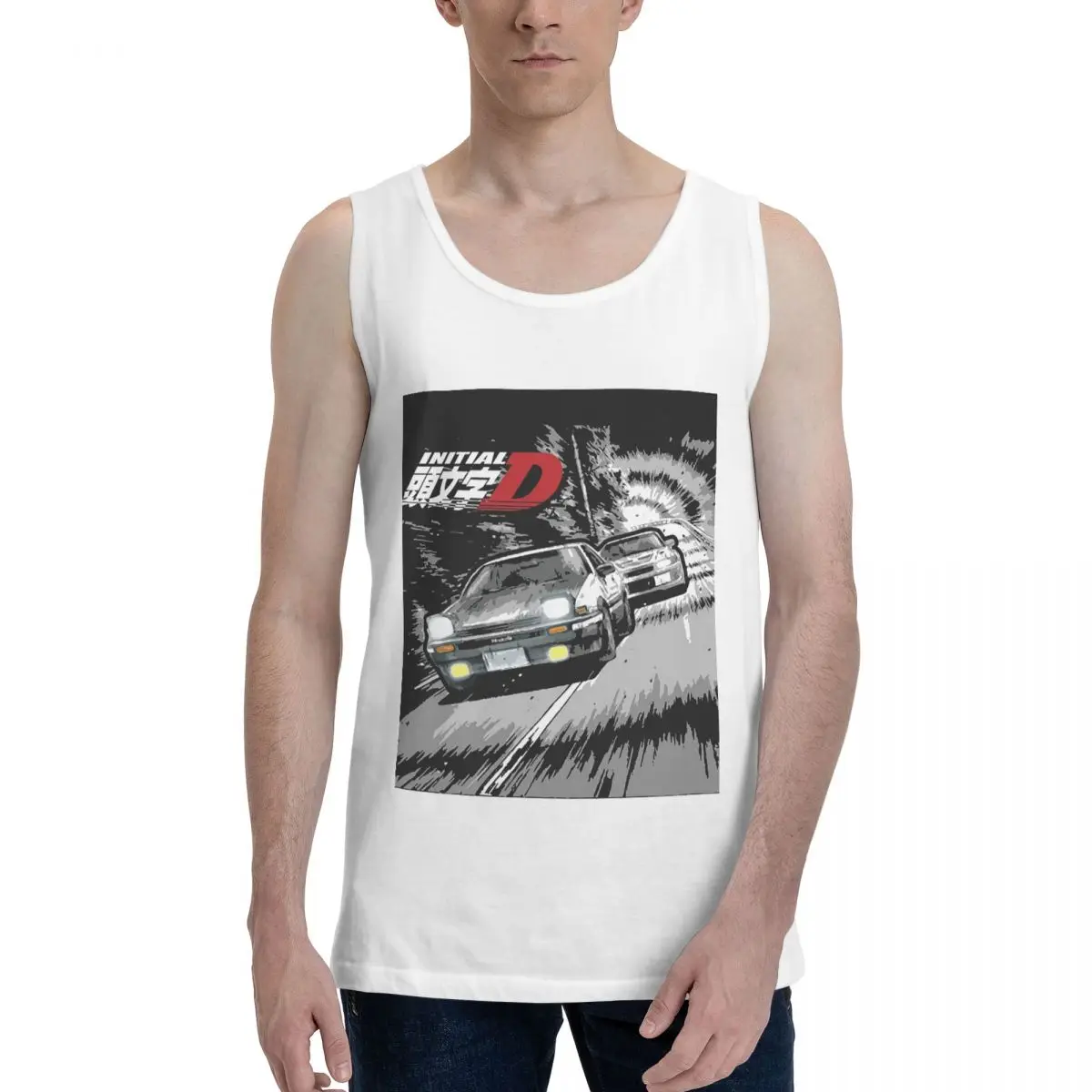 Initial D - Mountain Drift Racing AE86 100% Cotton Men's Sweatshirt Vest Sleeveless Clothing Tees Men Tank Tops T-shirt