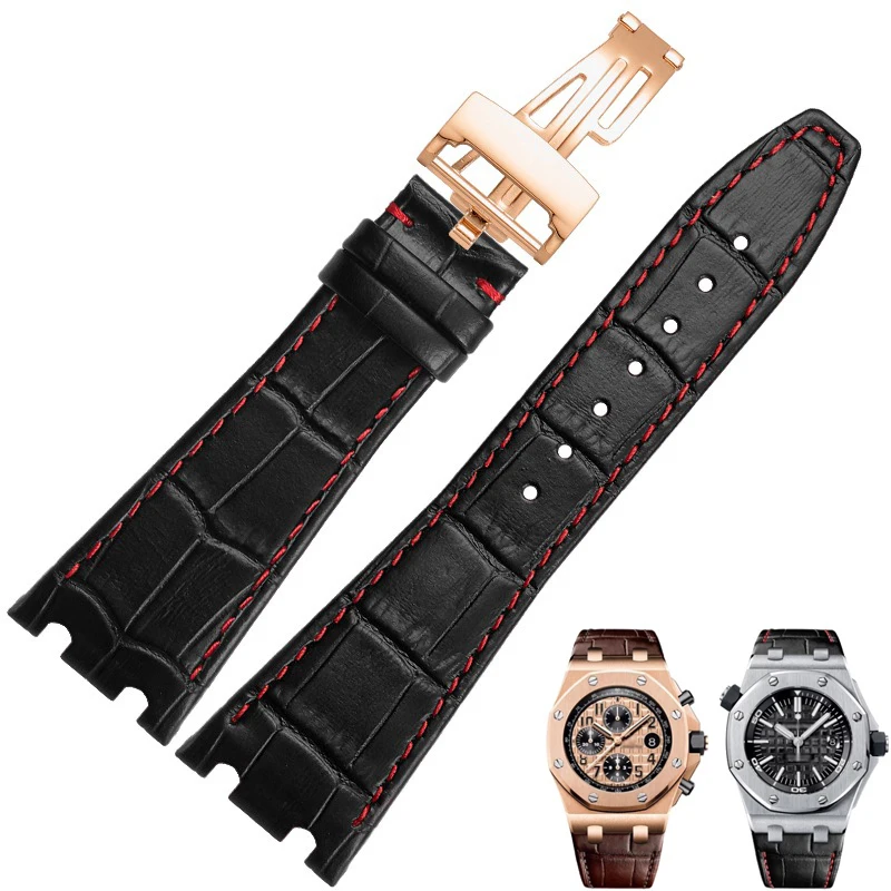 

FUYIJIA Cowhide Watchbands A-udemarsP-iguet ROYAL OAK OFFSHORE 26331 Substitute Strap 26MM Folding Buckle Genuine Leather Belt