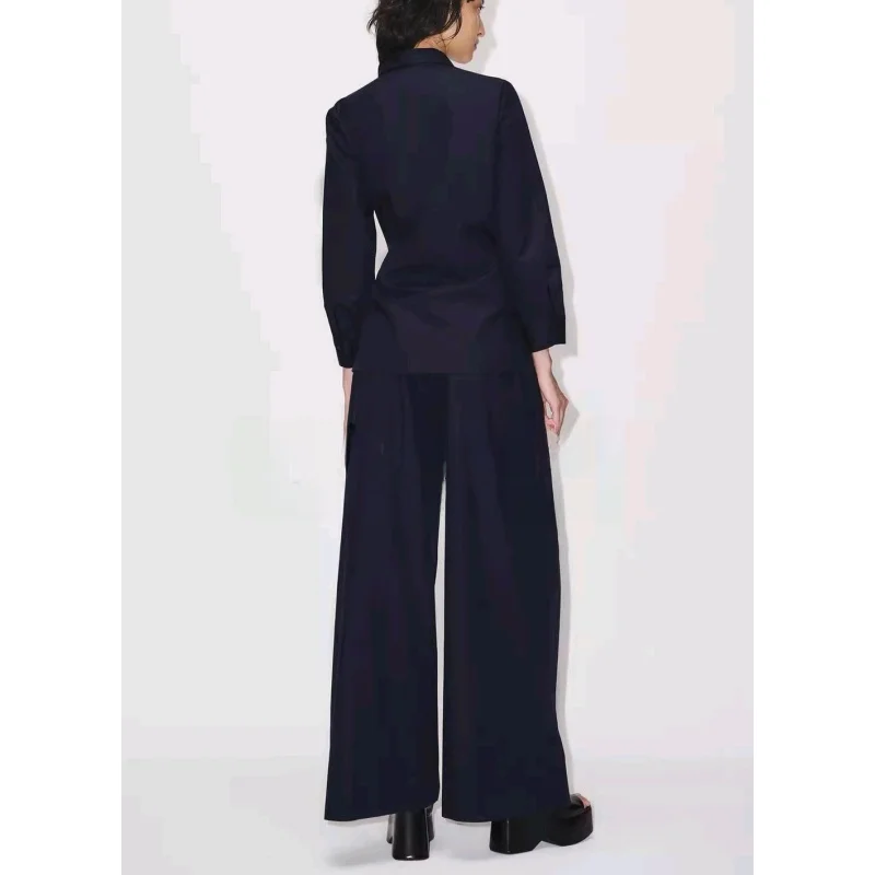 

Весенний новый комплект Faion Long Sve Silk irt, повседневный комплект широких брюк, модная женская одежда премиум-класса, ансамбль