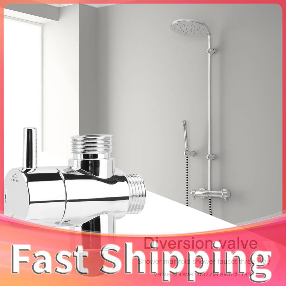 Diversion Valve Tap Chrome Faucet T Adapter Anti-scratch 3-Way Shower Arm Diverter Corrosion for Fixed Spray Head