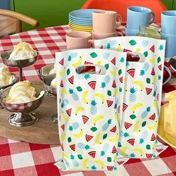 10-30pcs small jewelry bag cute pattern fruit plastic bag with handle gift bag candy biscuit party gift bag