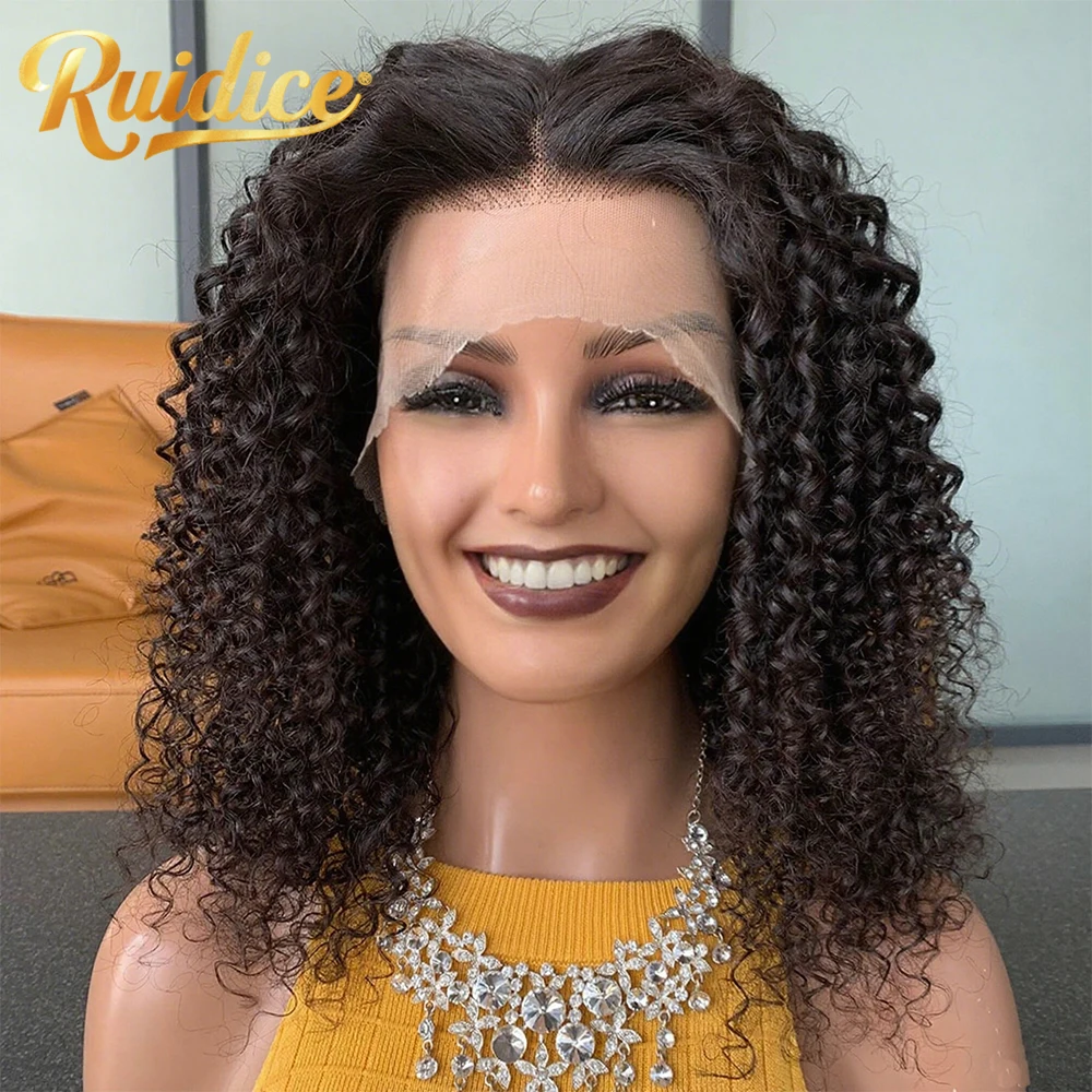 วิกผมลูกไม้แบบลอนลึก วิกผมแท้ ความหนาแน่น 200% วิกผมหยิกสำหรับผู้หญิง วิกผมลูกไม้แบบ HD 13x4 วิกผมลูกไม้แบบหยิกฟู ลดราคา