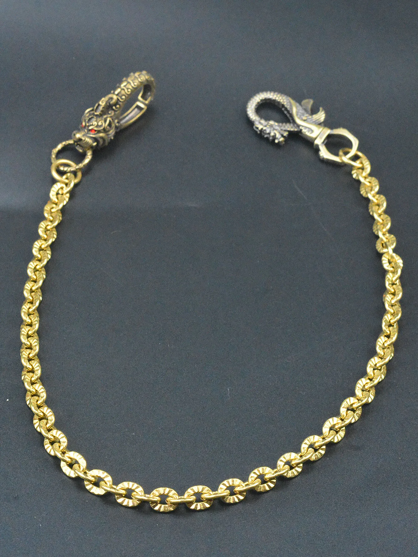 22 inch Brass  pants jean Wallet sunflower O ring rolo Chain Keychain spring  Japanese Dragon belt Hook Clip EDC Key Fob