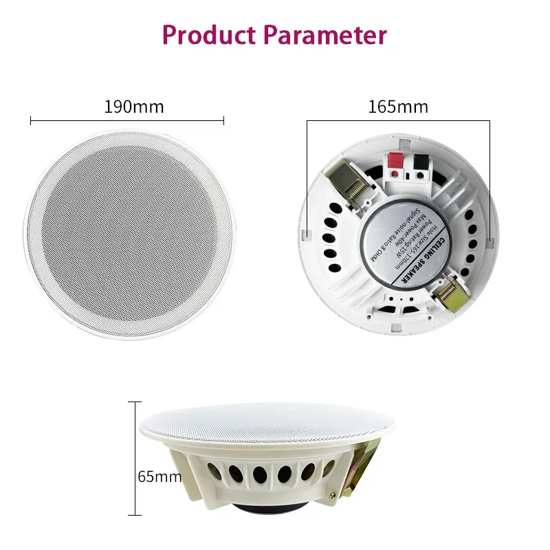 Bluetooth-compatible Ceiling Speaker 6 Inch In-wall Roof Loudspeaker House PA System 15W Indoor Home Audio Center Theater System