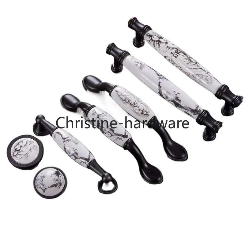 Chinese handle black new Chinese simple ceramic drawer small handle cabinet door wardrobe door cabinet handle