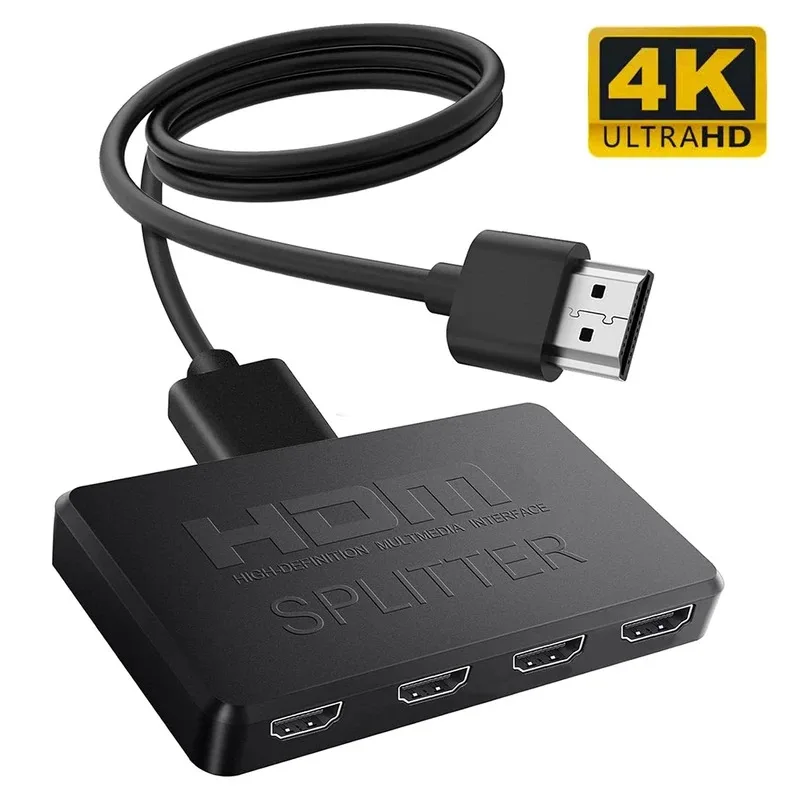 

4K 2K HDMI-compatible Splitter 1 in 4 out 4x1 HDTV Switch HDMI-compatible Adapter HD Video Switcher for Xbox PS4 DVD PC Laptop
