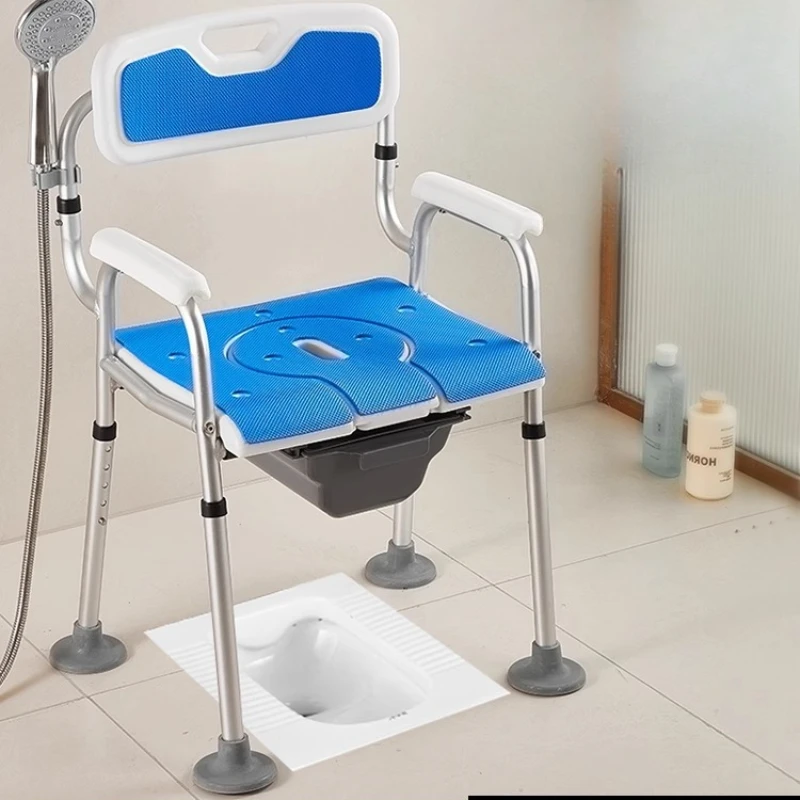 

Height-Adjustable Bath Transfer Chair: Non-Slip Armrests Widened Seat Toilet Riser with Commode Function for Elderly/Pregnant