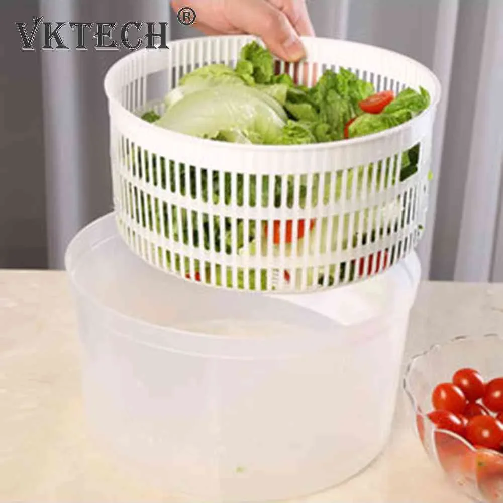 Multifunction Salad Spinner Lettuce Dryer Manual Vegetable Drainer Crisper Strainer For Washing Drying Leafy Kitchen Accesosries