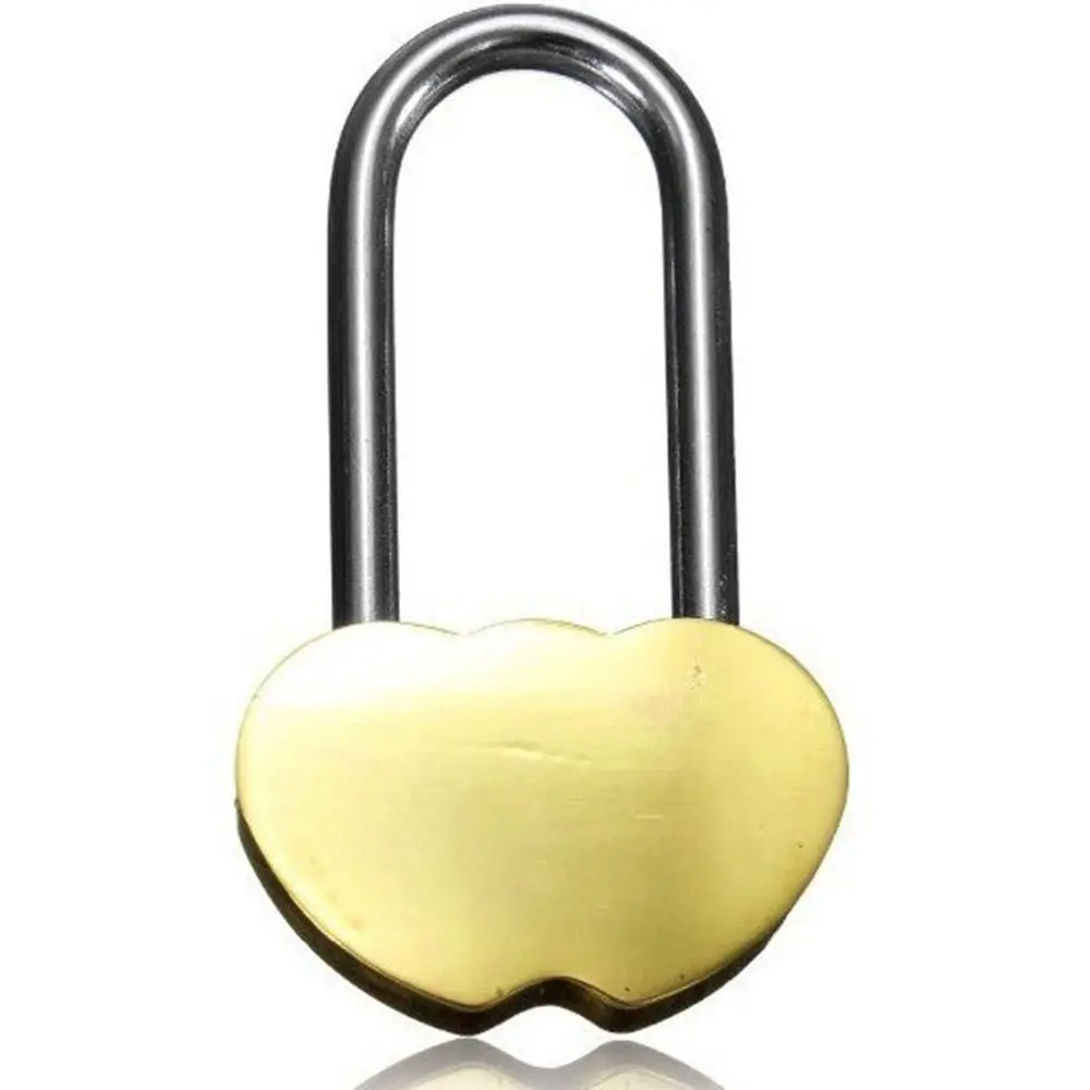 Brass Heart Shape Concentric Lock Scenic Wishing Lock Padlock Love Lock Double Heart Valentines Engraved Lock