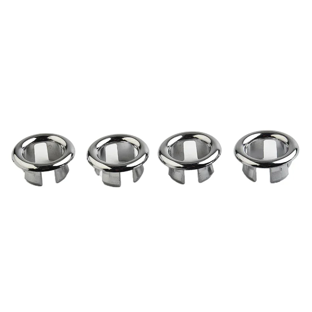 4PCS ABS Plastic Bathroom Kitchen Basin Sink Overflow Cover Ring Insert Replacement Chrome Hole Round Drain Cap Basin Accessory