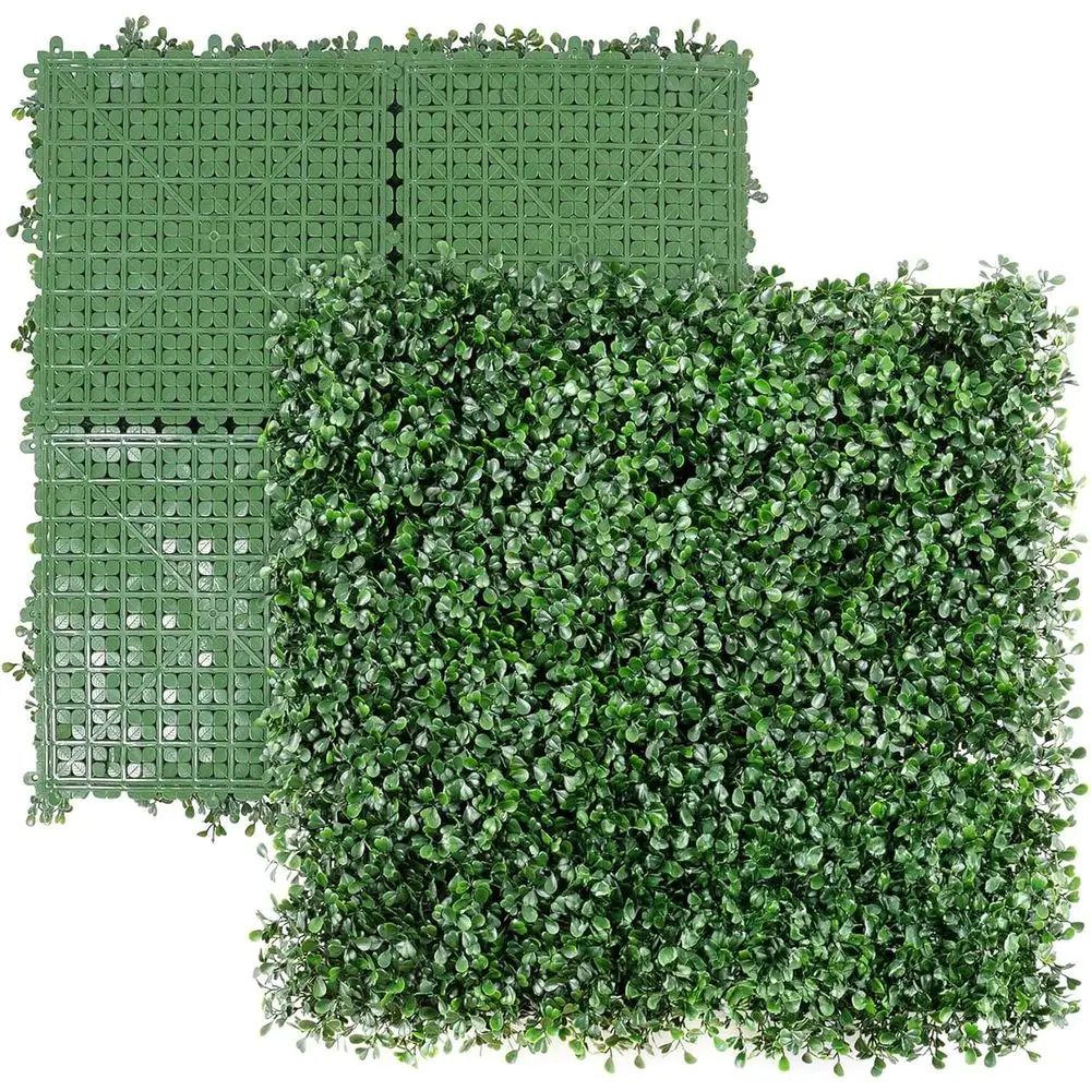 

20x20 Inch Artificial Green Grass Wall Decor, 33 Sq Ft Hedge Boxwood Panels for Indoor/Outdoor Privacy Screen