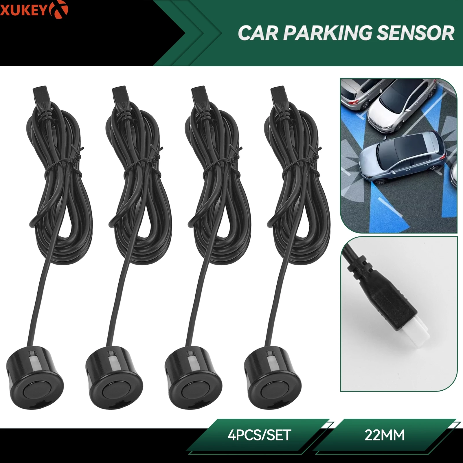 4PCs Sensors Buzzer 22mm No Drill Hole Saw Auto Parking Sensor Kit Reverse Radar Sound Alert Indicator System Car Accessories