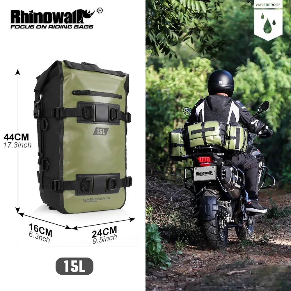 Rhinowalk Motorcycle Back Seat Bag 100% Waterproof Dry Tail Bag  Cycling Backpack 8L/15L/30L For Long Distance Saddle Pack 1 PC